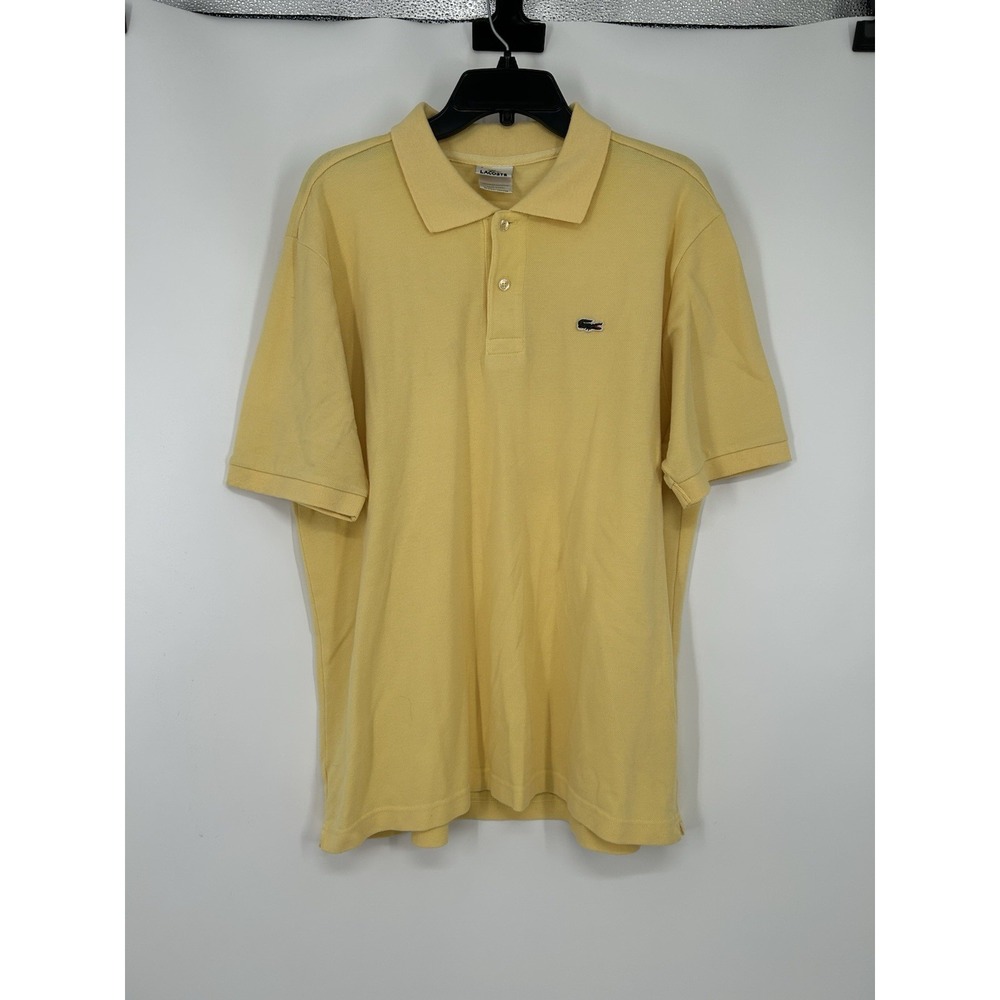Lacoste Short Sleeve Polo Shirt‎ Solid Yellow Crocodile Logo Mens Size 2XL 7